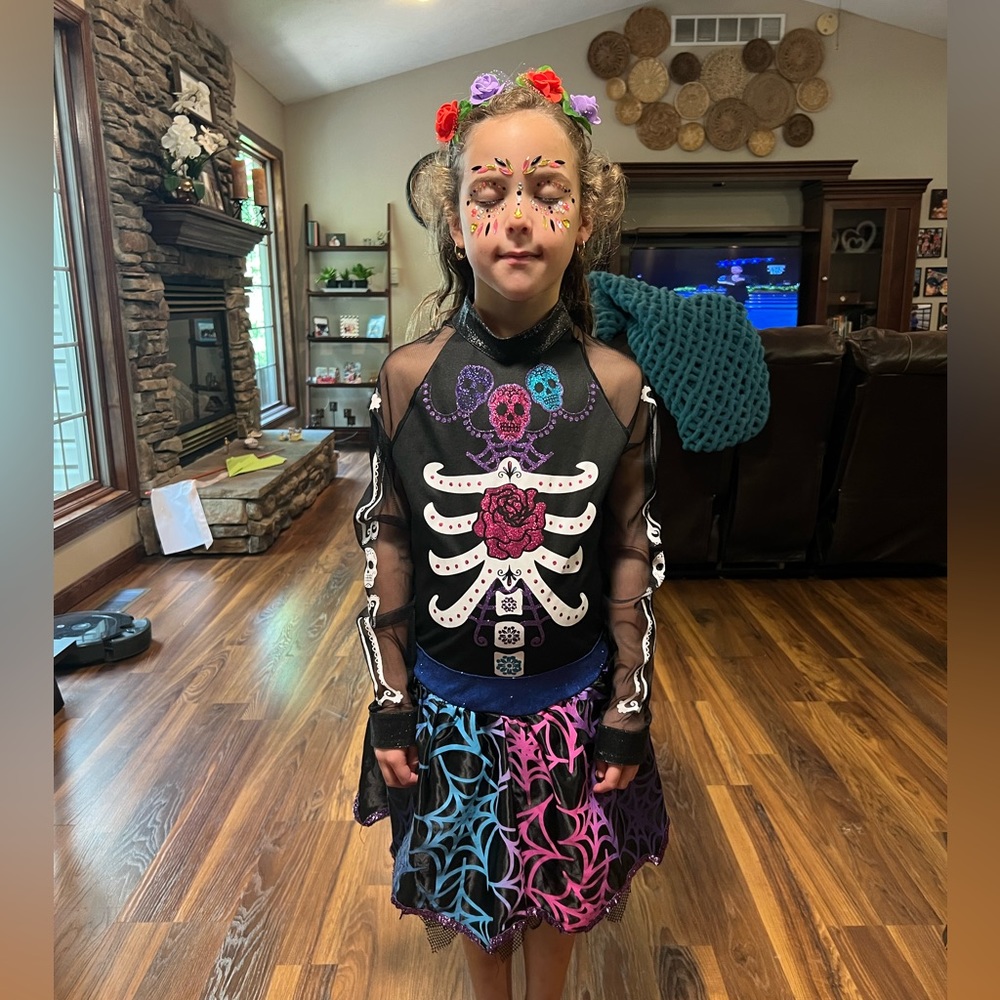 Day of the Dead Costume Kids Dia de Los Muertos Sugar Skull Fancy Dress